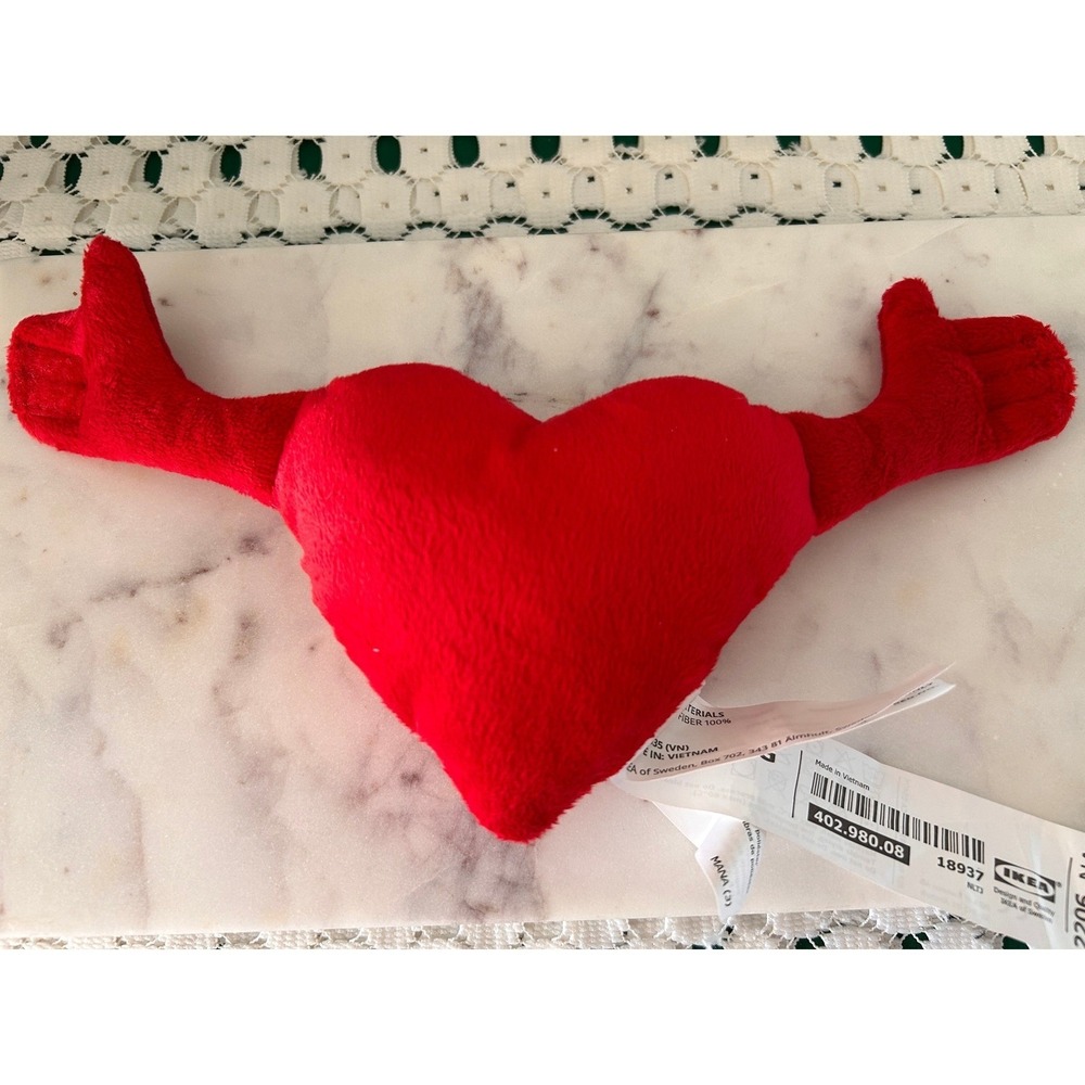 IKEA Kamratlig Red Heart Plush Stuffed Toy Hands 402.980.08 Soft Toy